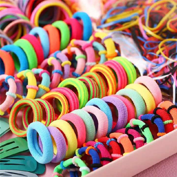 130Pcs Fashion Baby Kids Colorful Hair Band Rubber Hair Tie Girls Ponytail Hair Accessories