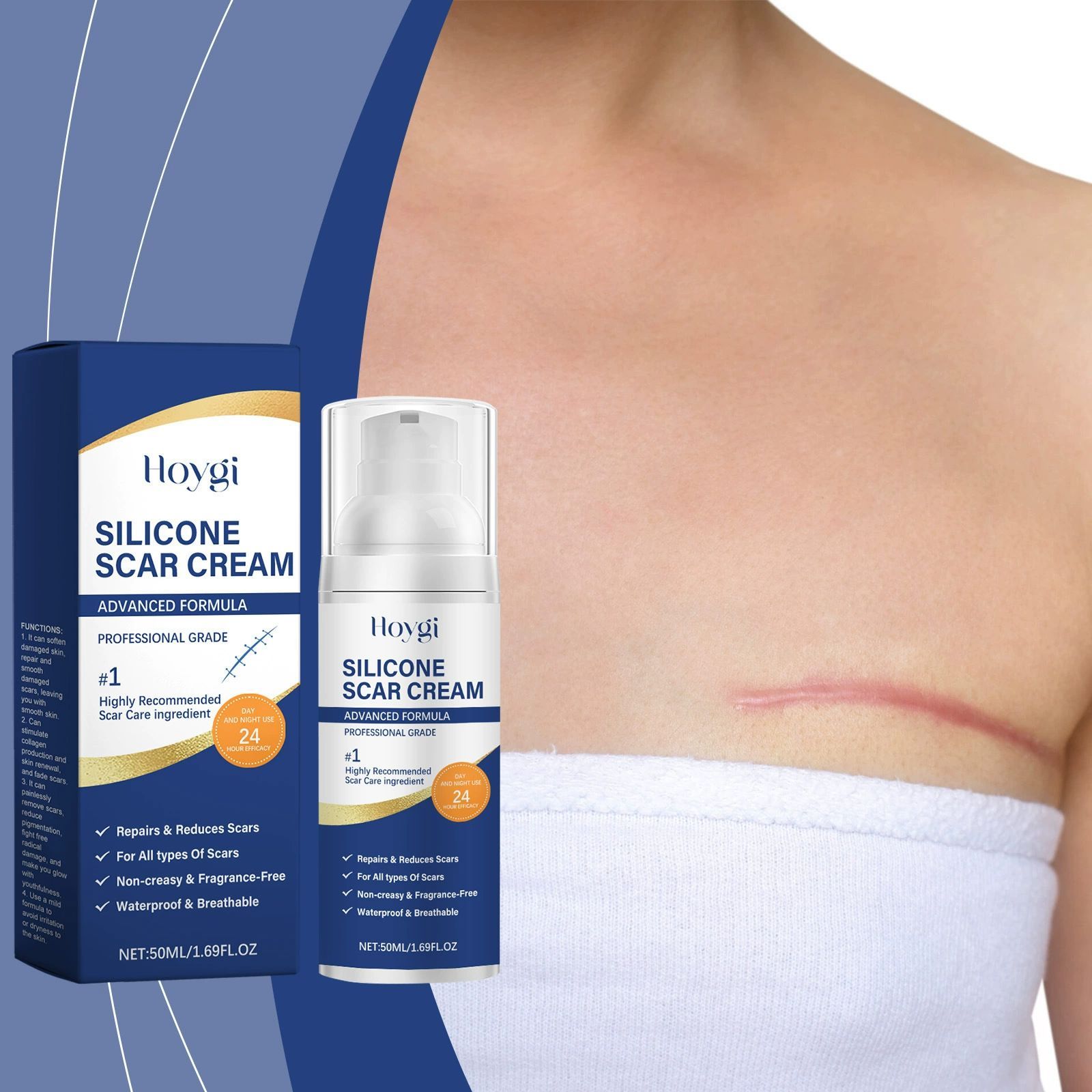 Medical-Grade Silicone Scar Gel for Surgery, C-Section & Keloids | Advanced Scar Cream with Onion Extract | Visibly Minimizes Old & New Scars, Stretch Marks & Bumps