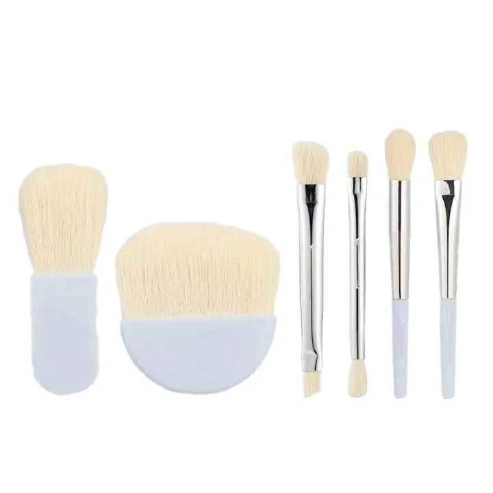 New 6-Pack Travel Size Makeup Brush Set Portable Starter Brush Mini i Loose Contour Concealer Dotted Brush