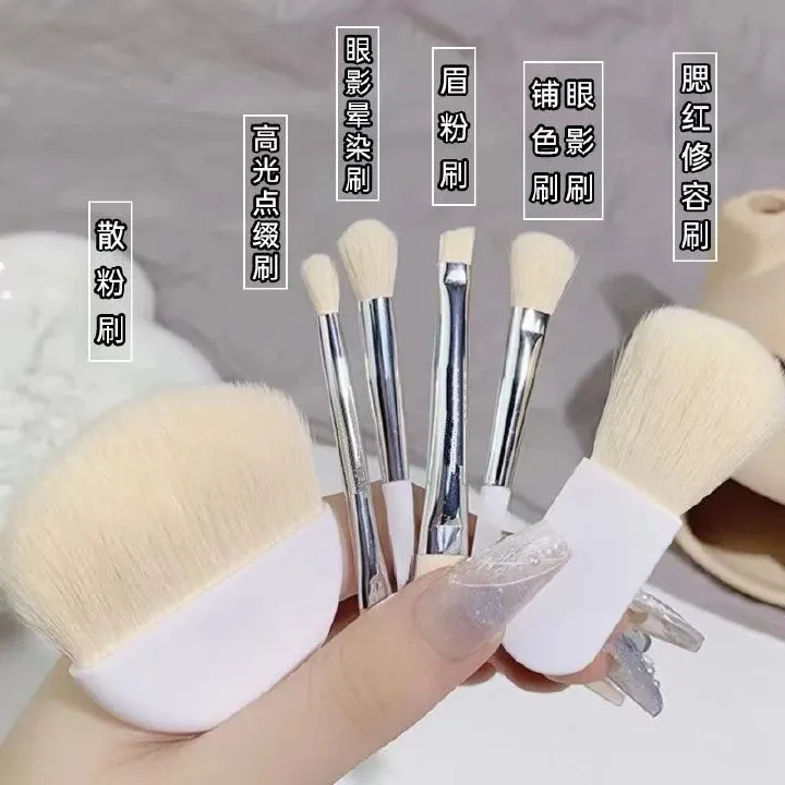 New 6-Pack Travel Size Makeup Brush Set Portable Starter Brush Mini i Loose Contour Concealer Dotted Brush