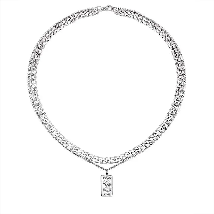 1pc alloy multi-layer sweater chain necklace, men's and women's fashion Accessories