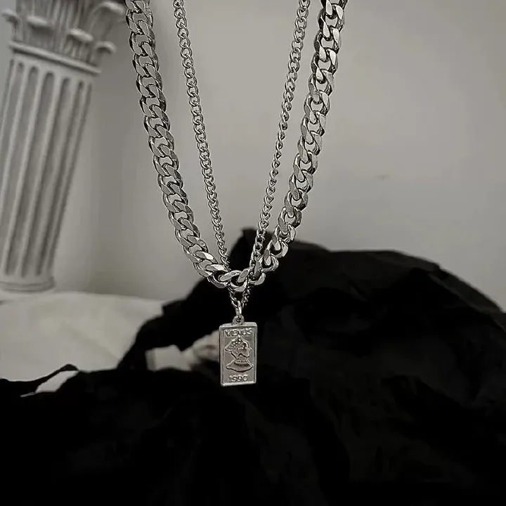 1pc alloy multi-layer sweater chain necklace, men's and women's fashion Accessories