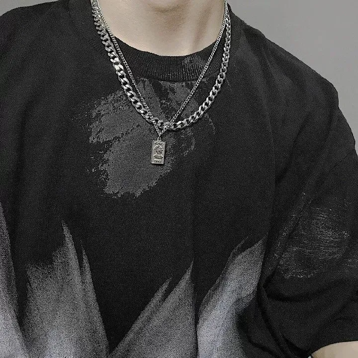 1pc alloy multi-layer sweater chain necklace, men's and women's fashion Accessories
