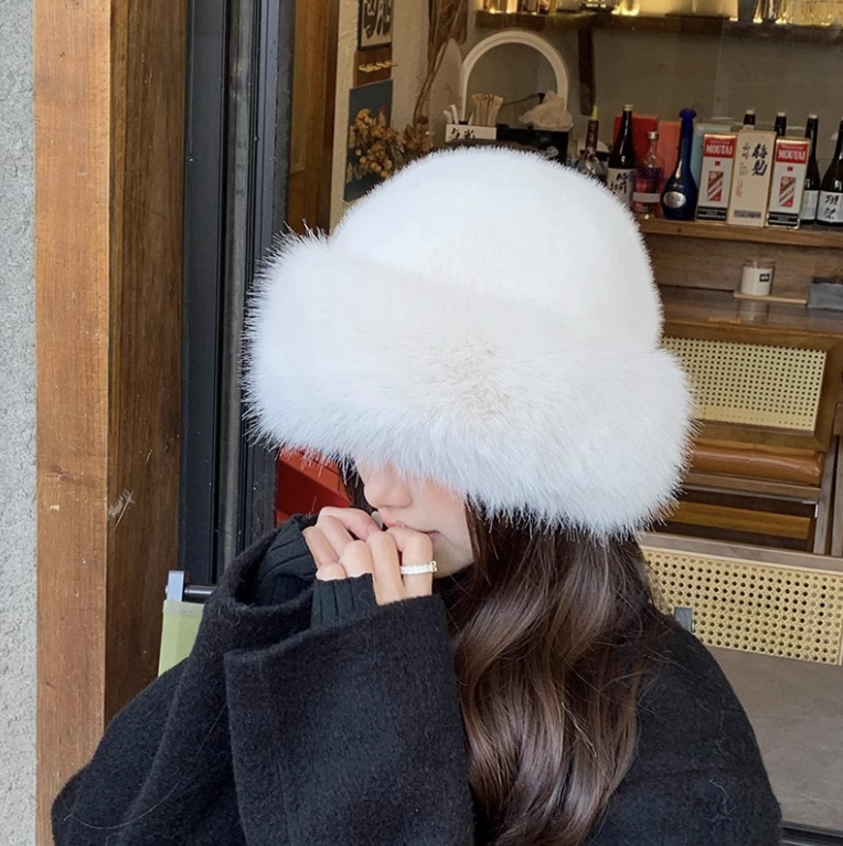 New Fluffy Fur Bucket Hat For Women Plush Fisherman Hat Warm Women's Winter Hat Thicken Cold Snowy Day Panama Cap Christmas Gifts