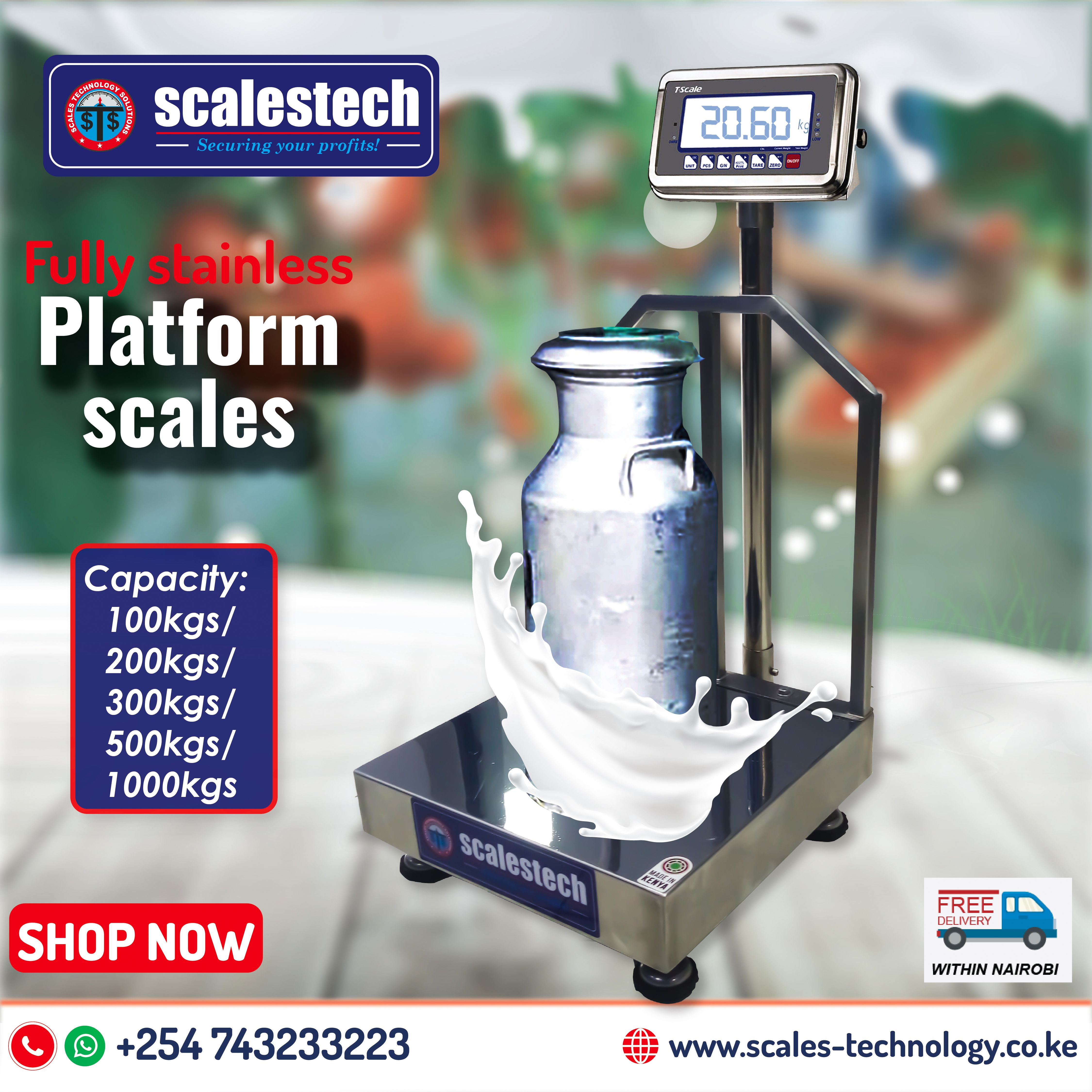 Heavy-Duty Pure Stainless Steel Platform Scale