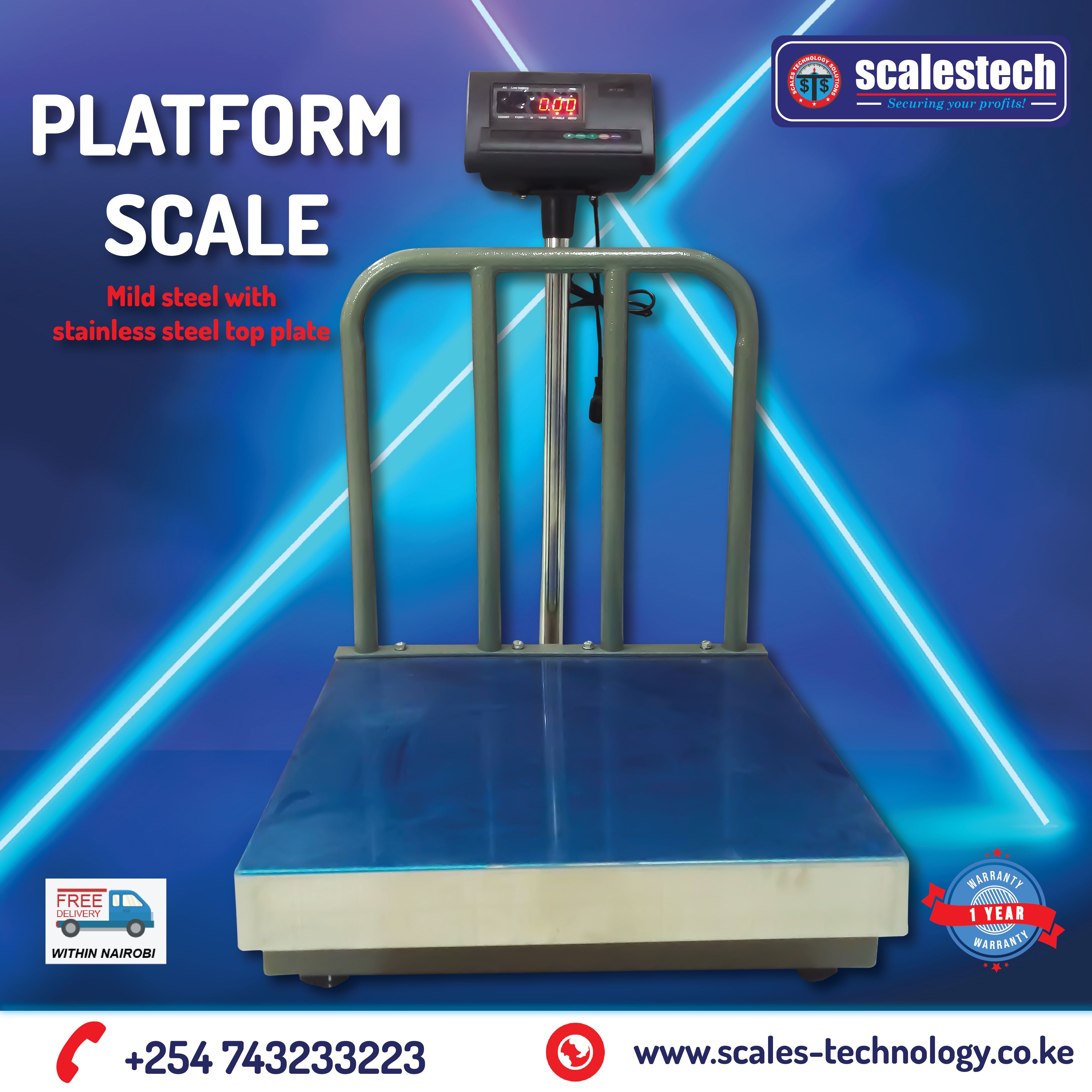 Heavy Duty Mild Steel Electronic Platform Scale with Stainless Steel Top Pan