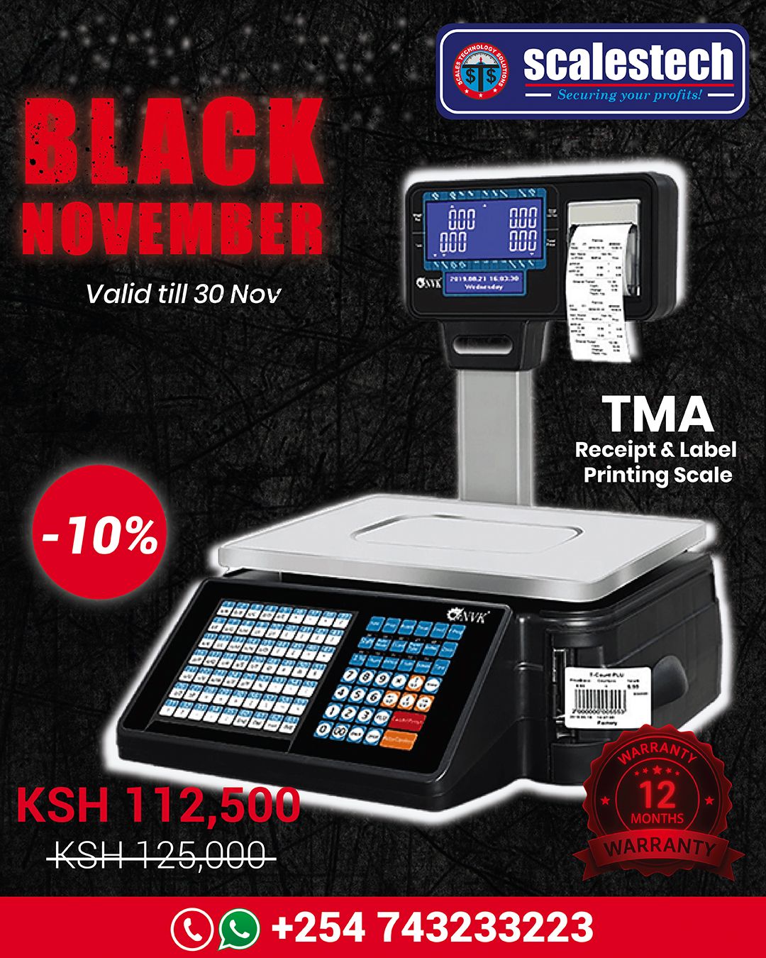 TMA Receipt & Label Printing Scale