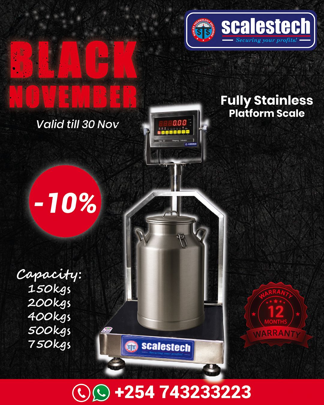 Heavy-Duty Pure Stainless Steel Platform Scale