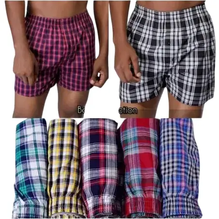 3-Pcs Men’s Checked Cotton Boxer Shorts – 100% Pure Cotton, Classic Comfort & Timeless Style.