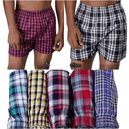 3-Pcs Men’s Checked Cotton Boxer Shorts – 100% Pure Cotton, Classic Comfort & Timeless Style.