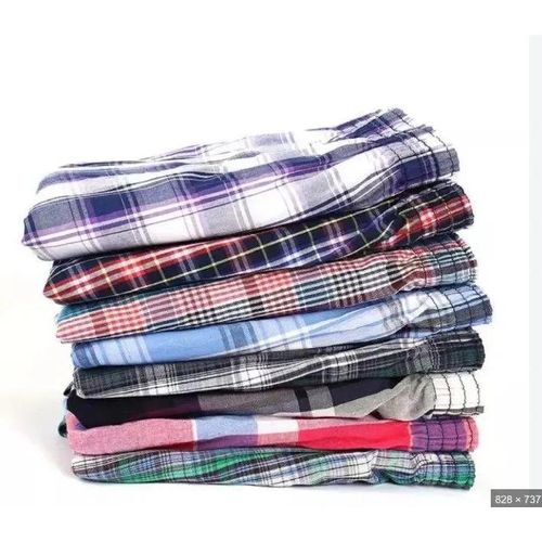 6-Pack Men’s Checked Cotton Boxer Shorts – 100% Pure Cotton, Breathable, Classic Mid-Waist Fit