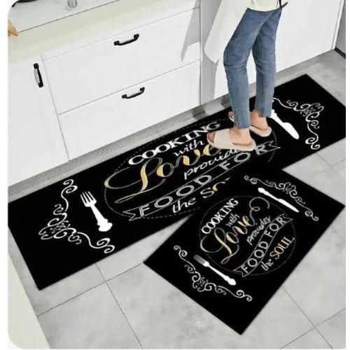 2PCS Kitchen Mats Set – Super Non-Slip Rubber Underside (120×40cm + 60×40cm)