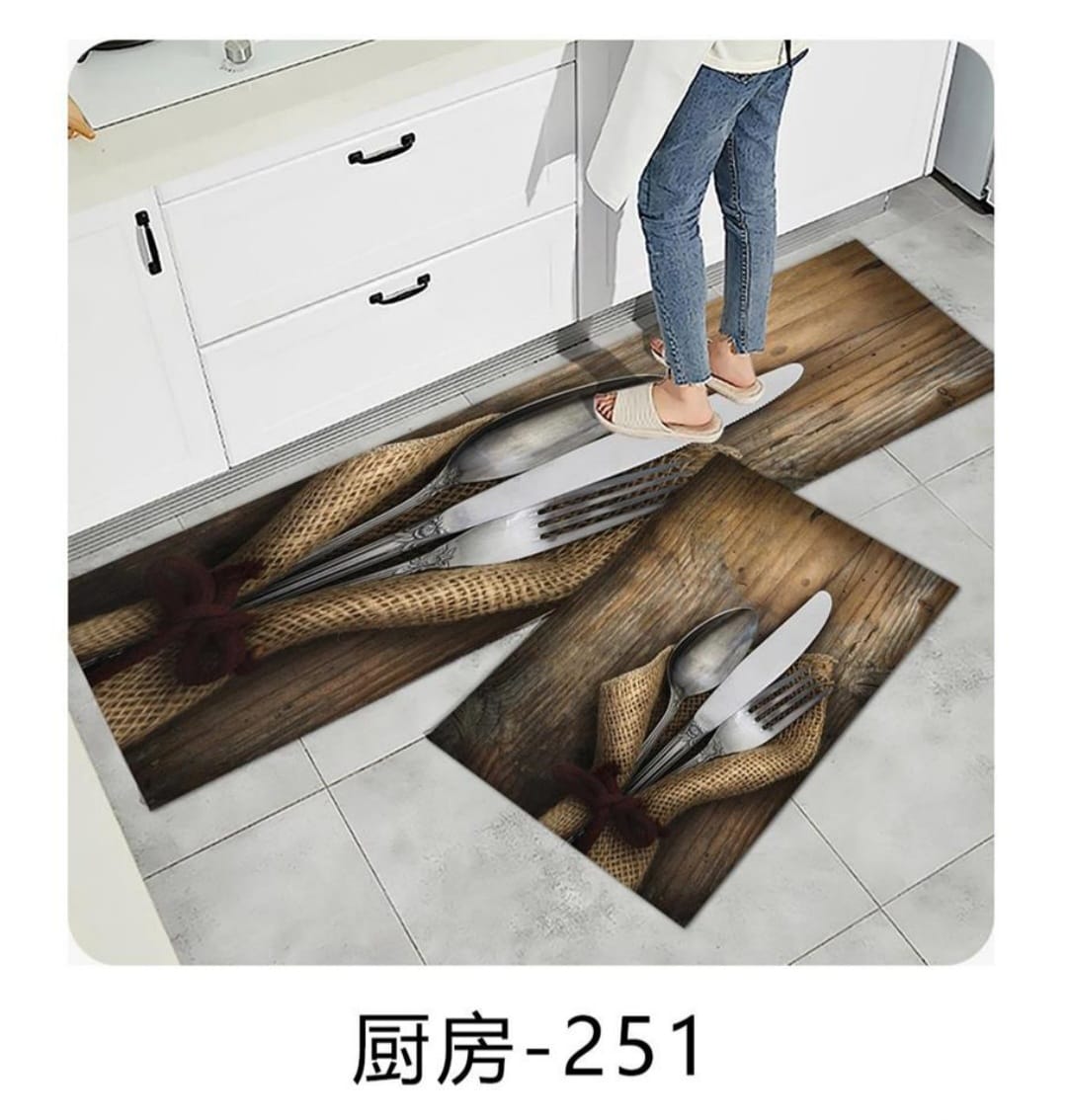 2PCS Kitchen Mats Set – Super Non-Slip Rubber Underside (120×40cm + 60×40cm)