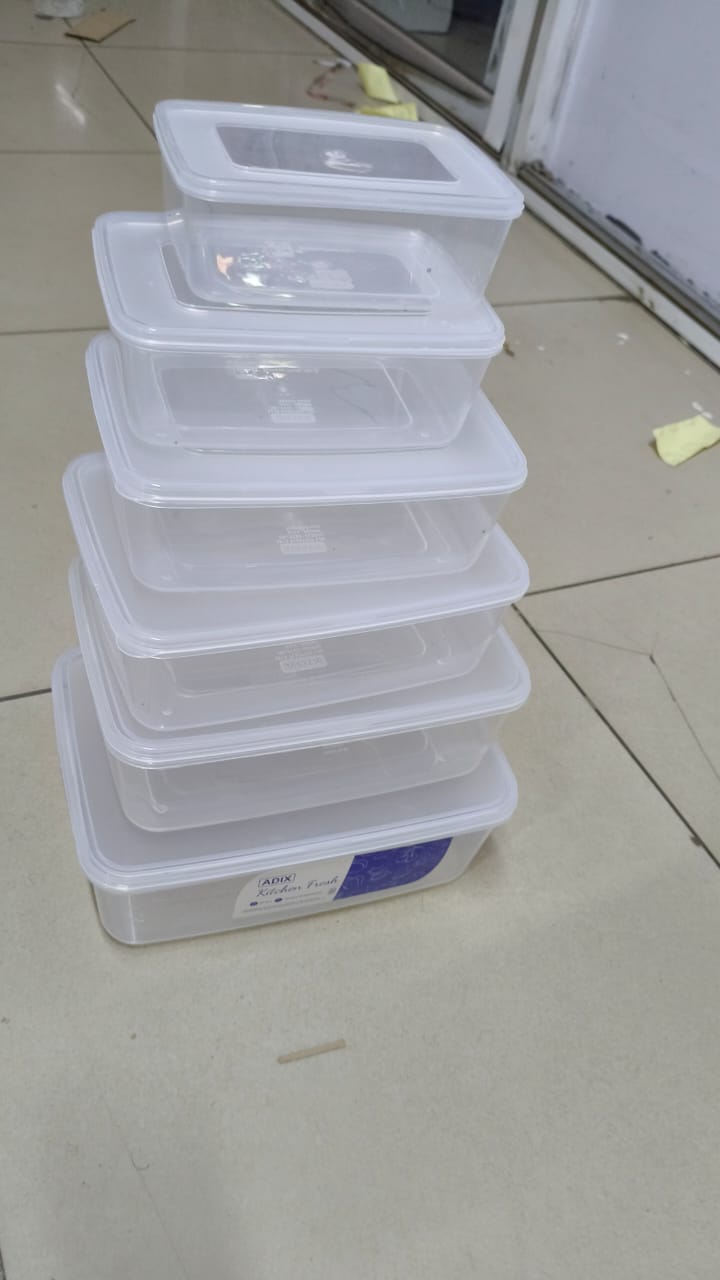 Adix Kitchen Fresh Plastic Container Set – 6pcs Clear Airtight Food Storage | Stackable Fridge & Pantry Organizer | Back in Stock! 🍱✨