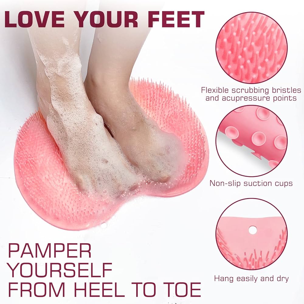 🎊🎊🎊 NEW ARRIVAL🎊🎊🎊Silicone Feet and Back Scrubber Brush 21 × 30 cm – Non-Slip Exfoliating Bath & Shower Scrubbing Mat for Body, Feet and Back