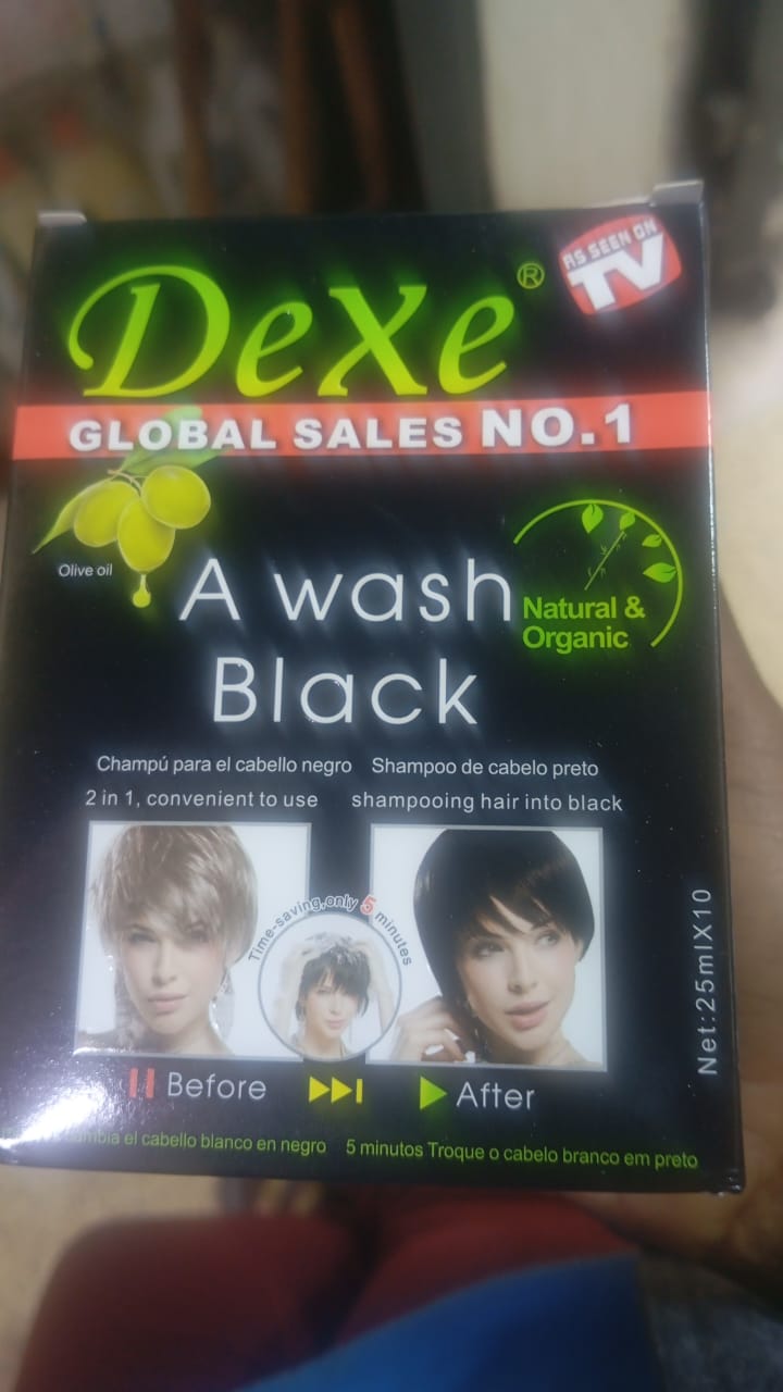 Trending Dexe Dexe. 10 PCS Dexe. Black Hair Shampoo Instant Hair Dye For Men & Women-Black Color.