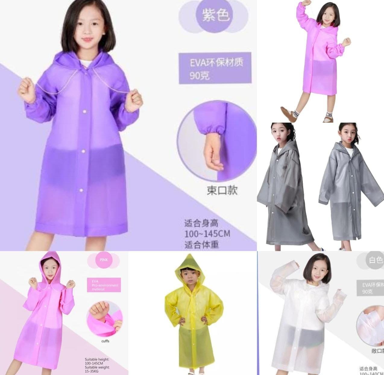 Unisex Hooded lightweight, waterproof children's raincoats made from eco-friendly EVA material [Age 5-9]