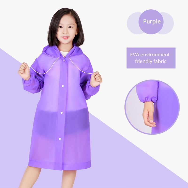 Unisex Hooded lightweight, waterproof children's raincoats made from eco-friendly EVA material [Age 5-9]