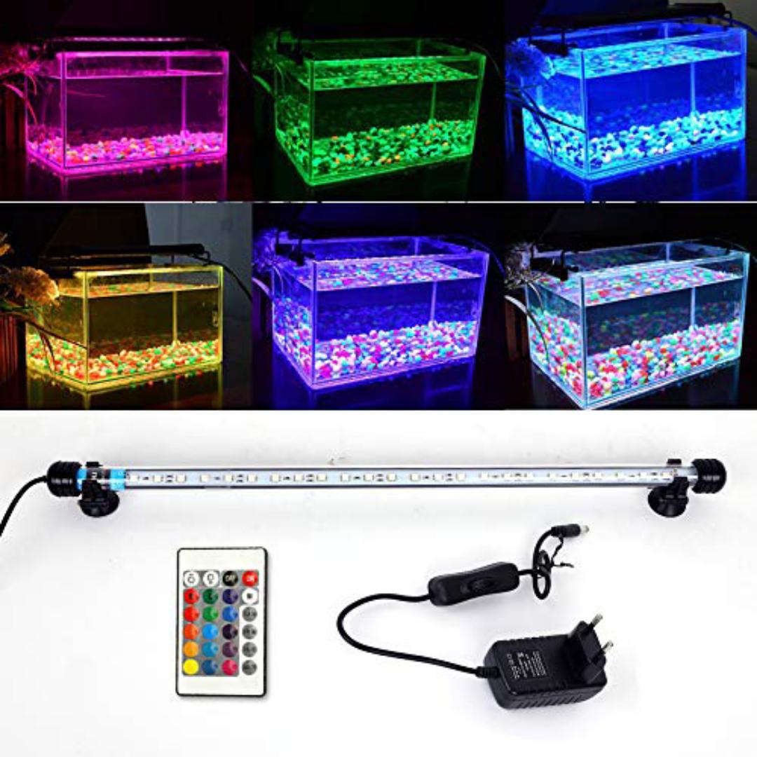 Aquarium Lighting, LED Lamp, 57cm Waterproof EU Plug, Underwater Fish Tank Light Bar, with Remote Control (RGB)