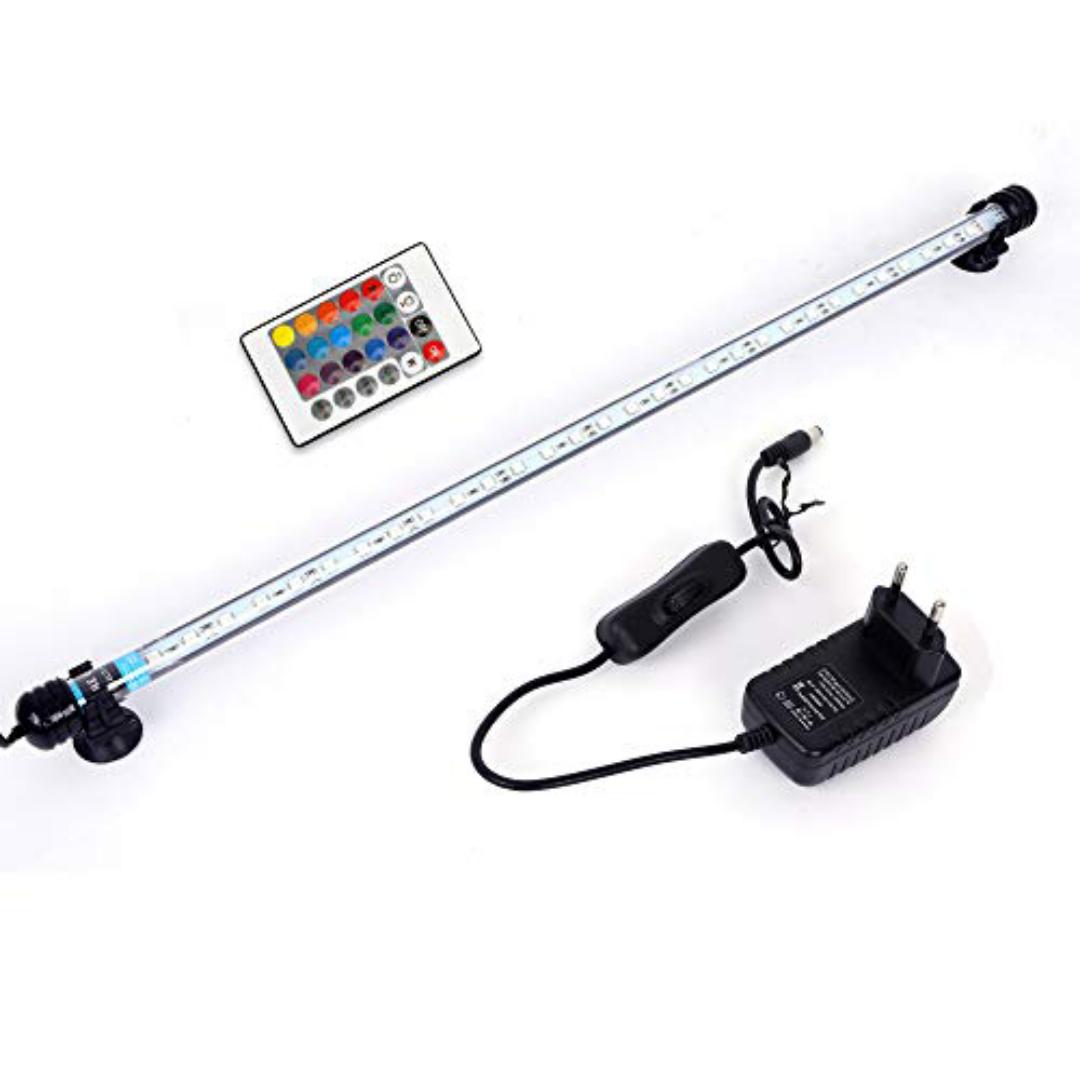 Aquarium Lighting, LED Lamp, 57cm Waterproof EU Plug, Underwater Fish Tank Light Bar, with Remote Control (RGB)