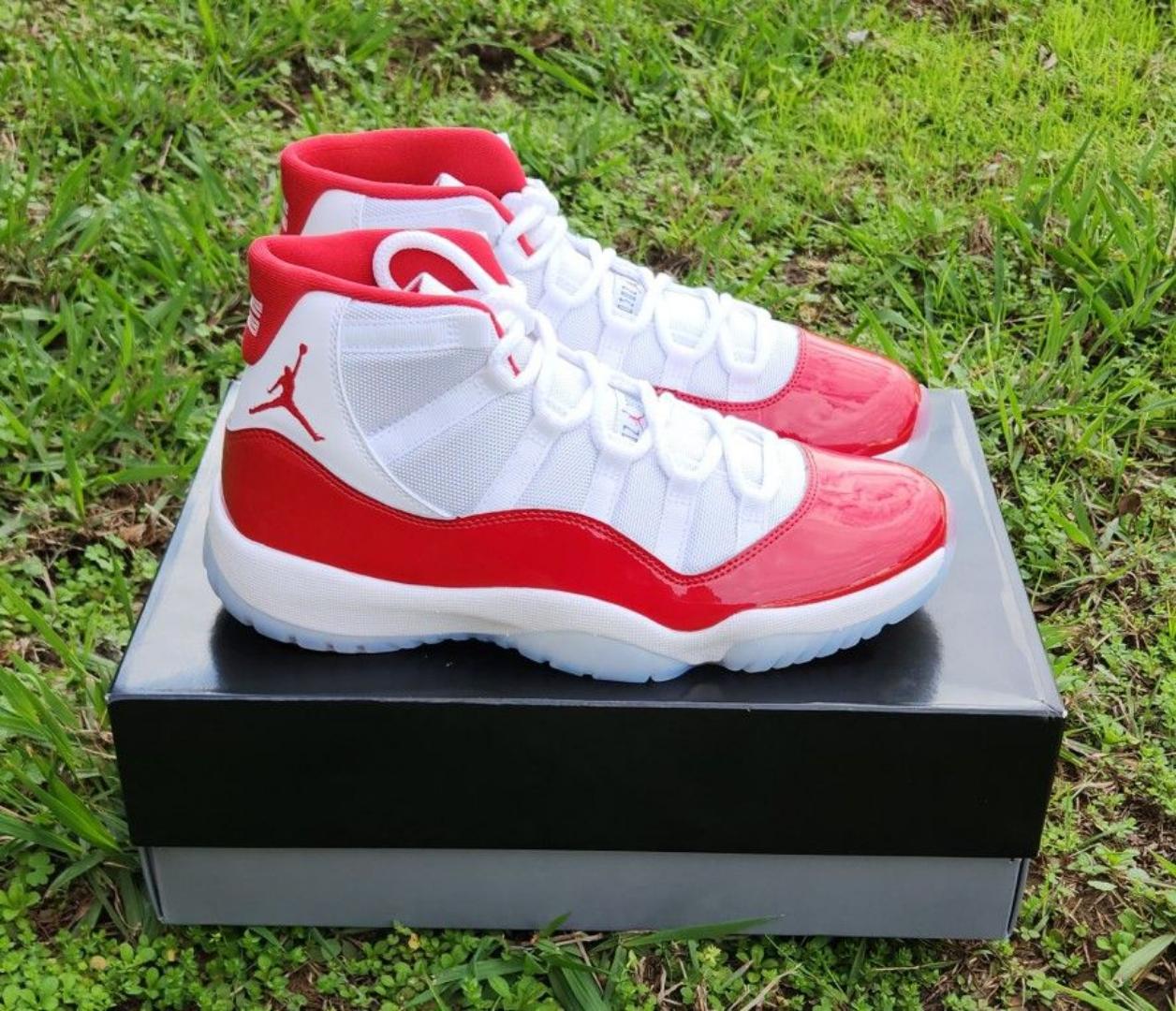 Air Jordan 11 Retro 'Cherry' Varsity Red  Sneakers (Best Shop for Quality Sneakers, Boots, Oxfords and Shoes Accessories)