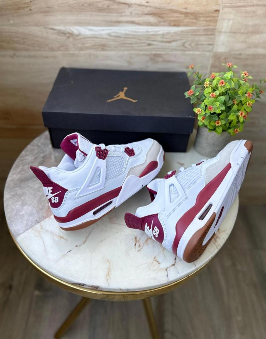 High Quality Air Jordan 4 Retro SB Wine Red Sneakers (Best Shop for Quality Shoes, Sneakers, Casuals, Boots, Oxfords, Officials and Shoe Accessories)