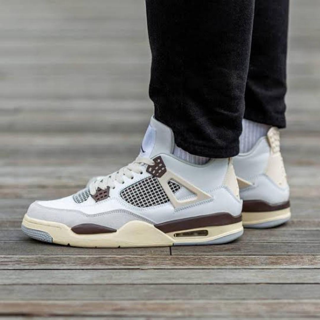 Quality Air Jordan 4 Retro White Grey Violet Sneakers (Best Shop for Quality Shoes, Sneakers, Casuals, Boots, Oxfords, Officials and Shoe Accessories)