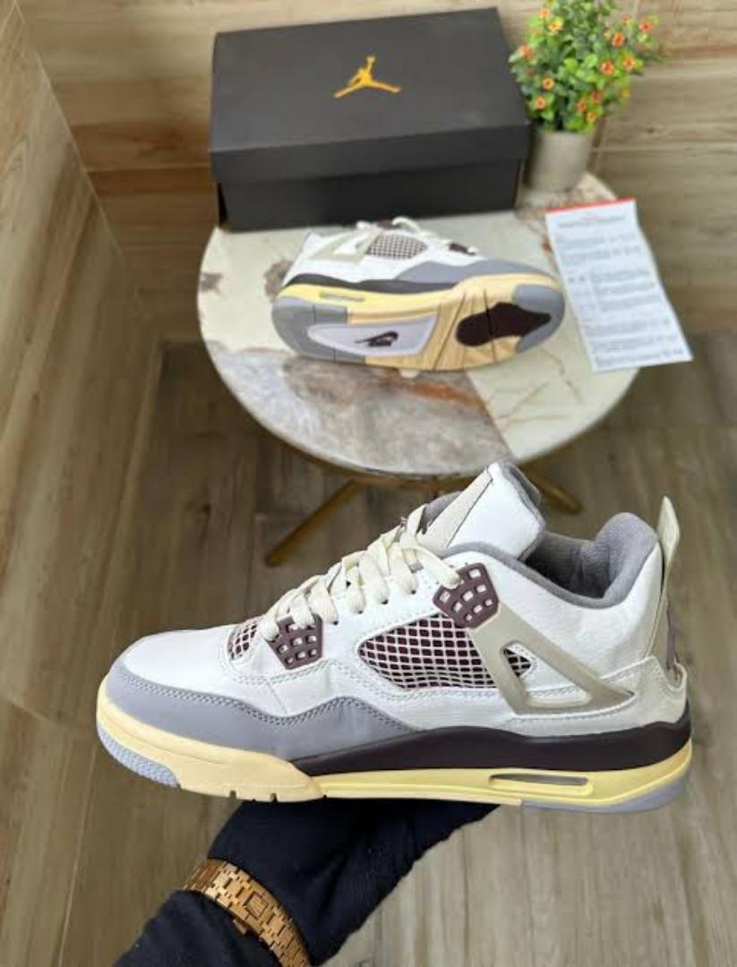 Quality Air Jordan 4 Retro White Grey Violet Sneakers (Best Shop for Quality Shoes, Sneakers, Casuals, Boots, Oxfords, Officials and Shoe Accessories)
