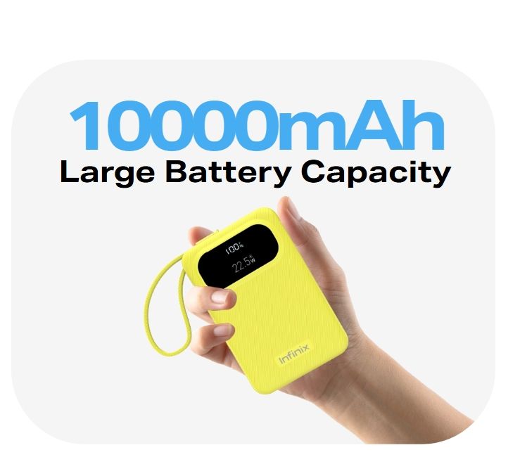 [New Arrival] Infinix Xpower 10 Pro Powerbank 10000mAh 22.5W Max Charging Type C USB A/Type C  Output Type-c cable output Thin and Light Design Charge 3 Devices Simultaneously Fast Charging Powerbank