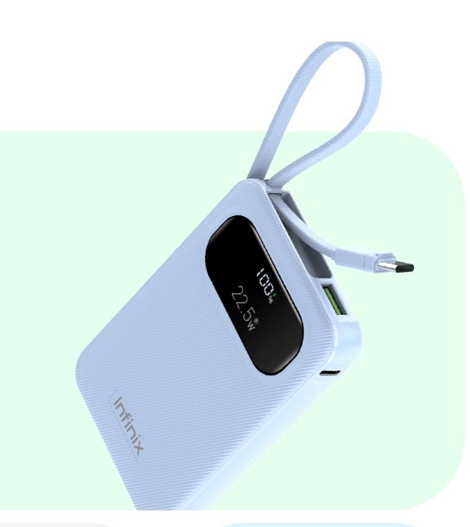 [New Arrival] Infinix Xpower 10 Pro Powerbank 10000mAh 22.5W Max Charging Type C USB A/Type C  Output Type-c cable output Thin and Light Design Charge 3 Devices Simultaneously Fast Charging Powerbank