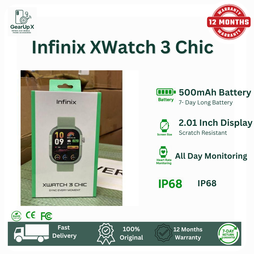 [New Arrival] Infinix Xwatch 3 Chic 2.01" AMOLED Screen Premium Bluetooth Calling Health Monitoring 200+ Stylish Watch faces IP68 Bluetooth Smartwatch My Health APP