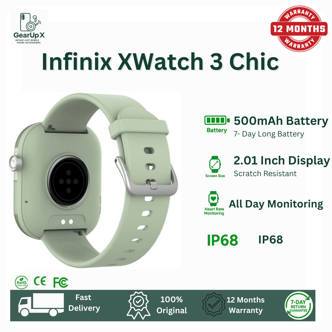 [New Arrival] Infinix Xwatch 3 Chic 2.01" AMOLED Screen Premium Bluetooth Calling Health Monitoring 200+ Stylish Watch faces IP68 Bluetooth Smartwatch My Health APP