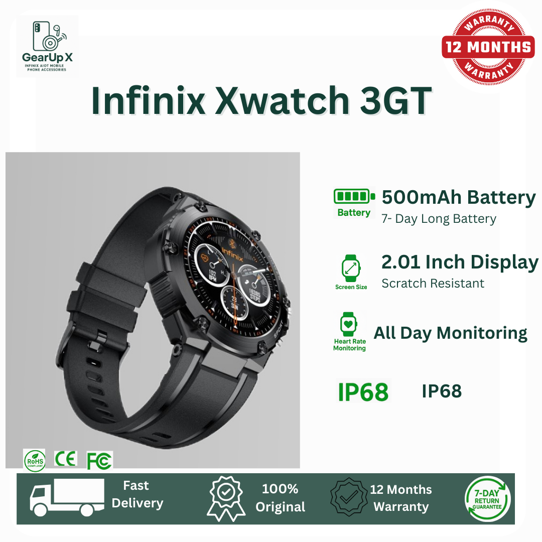 [New Arrival] Infinix Xwatch 3GT 1.53" AMOLED Screen Premium Metal Body 7-10 Days Per Full Charge 200+ Stylish Watch faces IP68 Bluetooth Smartwatch Watch
