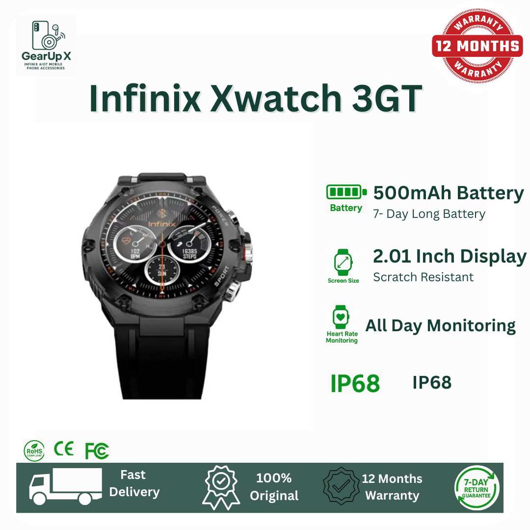 [New Arrival] Infinix Xwatch 3GT 1.53" AMOLED Screen Premium Metal Body 7-10 Days Per Full Charge 200+ Stylish Watch faces IP68 Bluetooth Smartwatch Watch