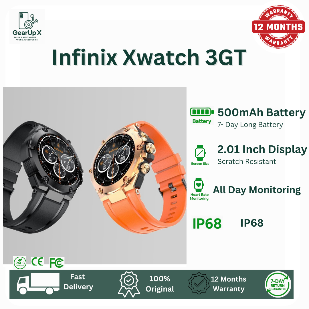 [New Arrival] Infinix Xwatch 3GT 1.53" AMOLED Screen Premium Metal Body 7-10 Days Per Full Charge 200+ Stylish Watch faces IP68 Bluetooth Smartwatch Watch