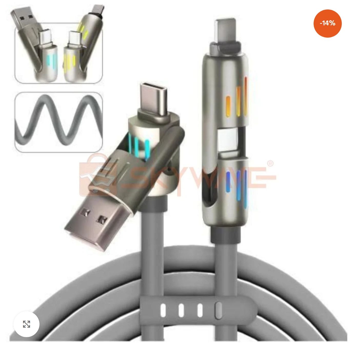 [New Arrival] Infinix Elbow Series Premium 4-In-1 240W Cable Liquid Silicone Rubber for Hot 60 Pr+ Hot 60i 1.2M Cable Type C-C Type C-Lightning(iPhone) USB A-Type-C USB-A-Lightning Charger Data