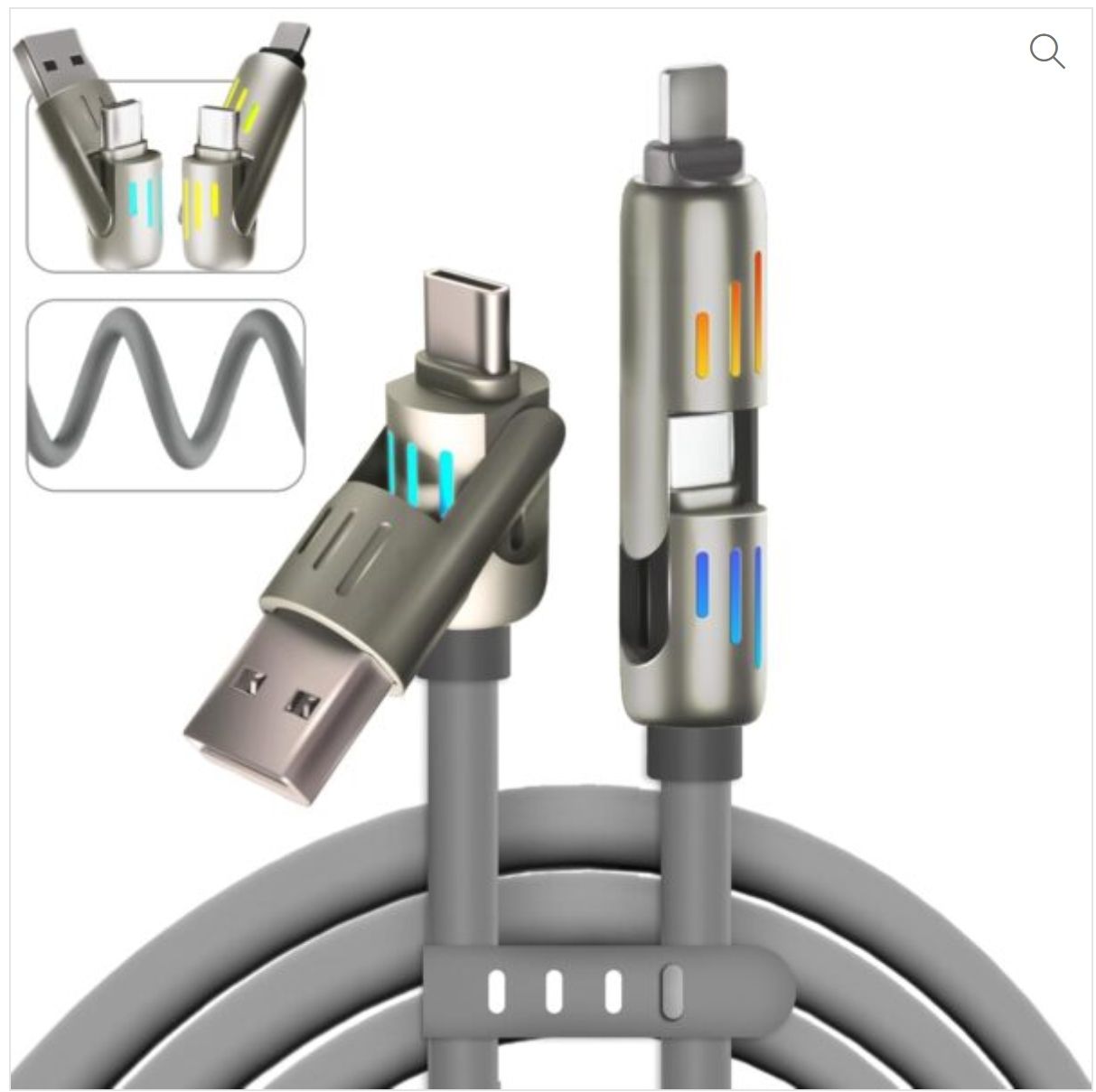 [New Arrival] Infinix Elbow Series Premium 4-In-1 240W Cable Liquid Silicone Rubber for Hot 60 Pr+ Hot 60i 1.2M Cable Type C-C Type C-Lightning(iPhone) USB A-Type-C USB-A-Lightning Charger Data