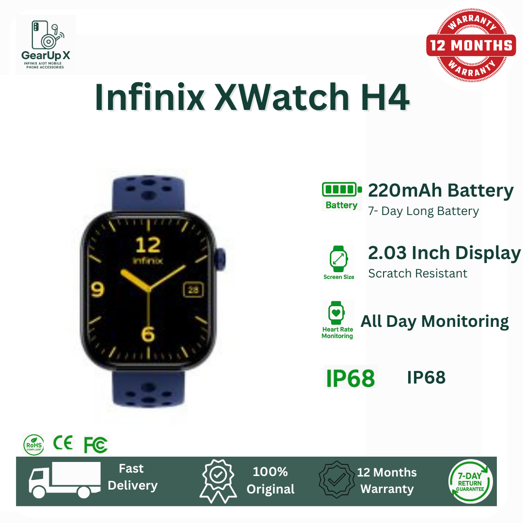 [New Arrival] Infinix Xwatch H4 2.03" HD Screen Premium Metal Body 7-10 Days Per Full Charge 200+ Stylish Watch faces IP68 Bluetooth Wireless Smartwatch Headphones Watch