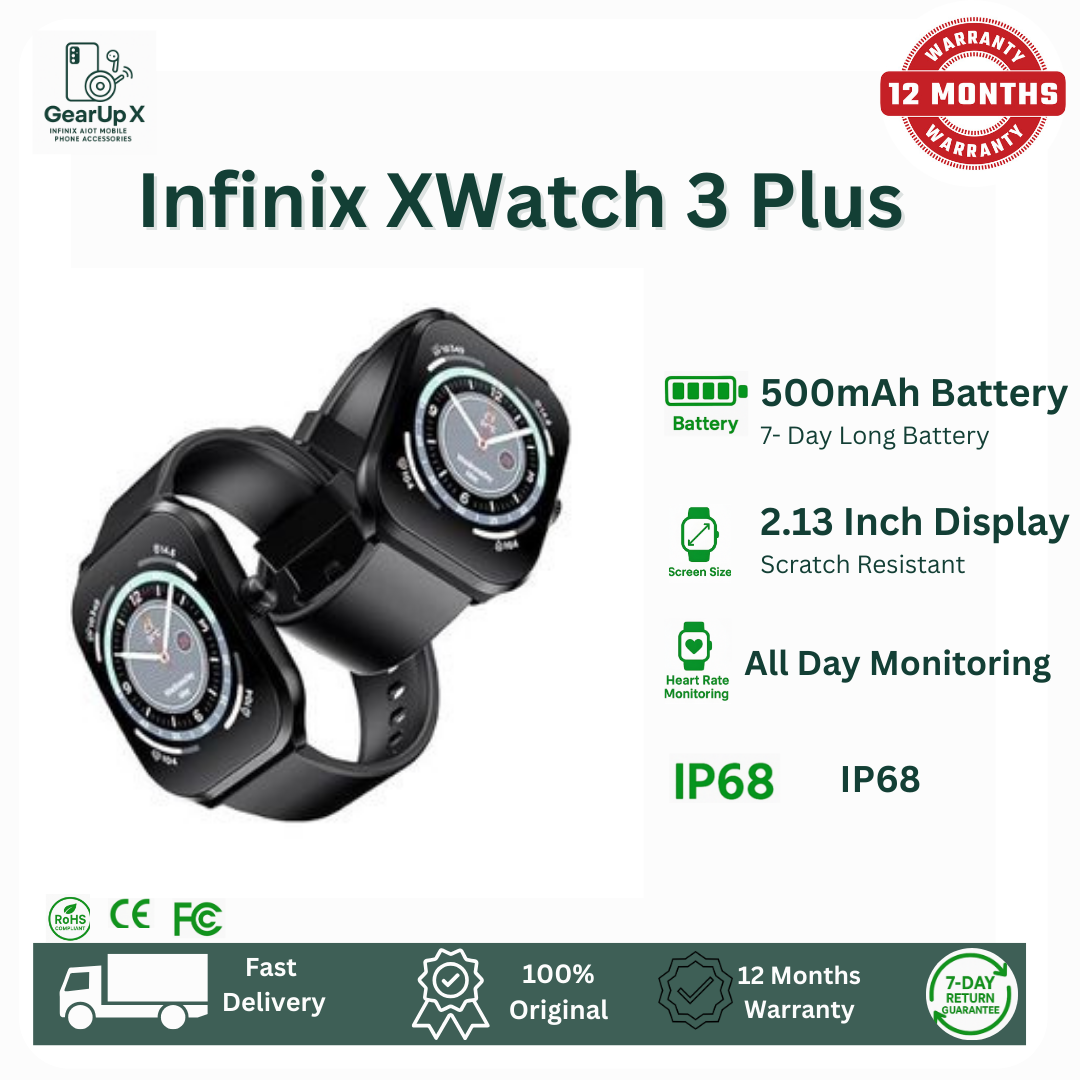 [New Arrival] Infinix Xwatch 3 Plus 2.13" AMOLED Screen Premium Metal Body Clear Bluetooth Call Health Monitoring 200+ Stylish Watch faces IP68 Bluetooth Smartwatch My Health APP Watch