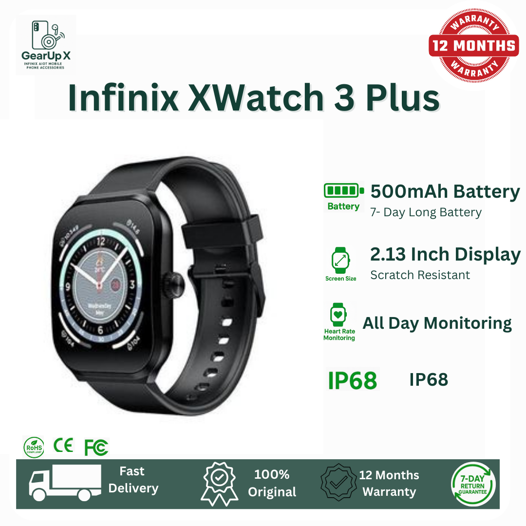 [New Arrival] Infinix Xwatch 3 Plus 2.13" AMOLED Screen Premium Metal Body Clear Bluetooth Call Health Monitoring 200+ Stylish Watch faces IP68 Bluetooth Smartwatch My Health APP Watch