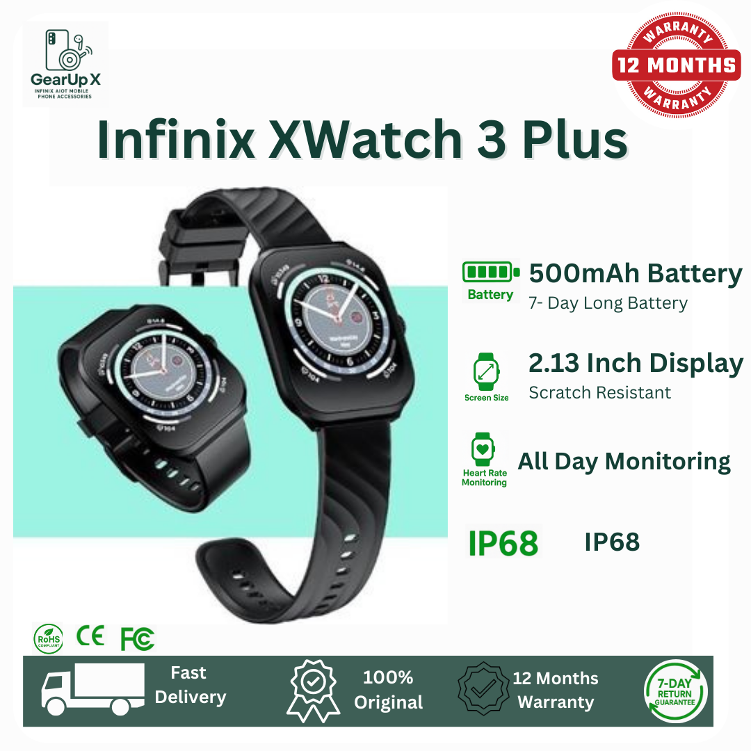 [New Arrival] Infinix Xwatch 3 Plus 2.13" AMOLED Screen Premium Metal Body Clear Bluetooth Call Health Monitoring 200+ Stylish Watch faces IP68 Bluetooth Smartwatch My Health APP Watch