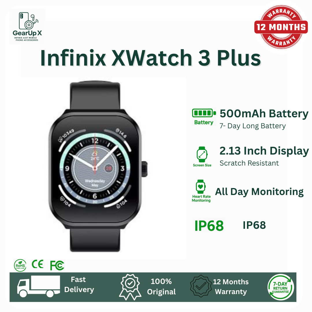 [New Arrival] Infinix Xwatch 3 Plus 2.13" AMOLED Screen Premium Metal Body Clear Bluetooth Call Health Monitoring 200+ Stylish Watch faces IP68 Bluetooth Smartwatch My Health APP Watch