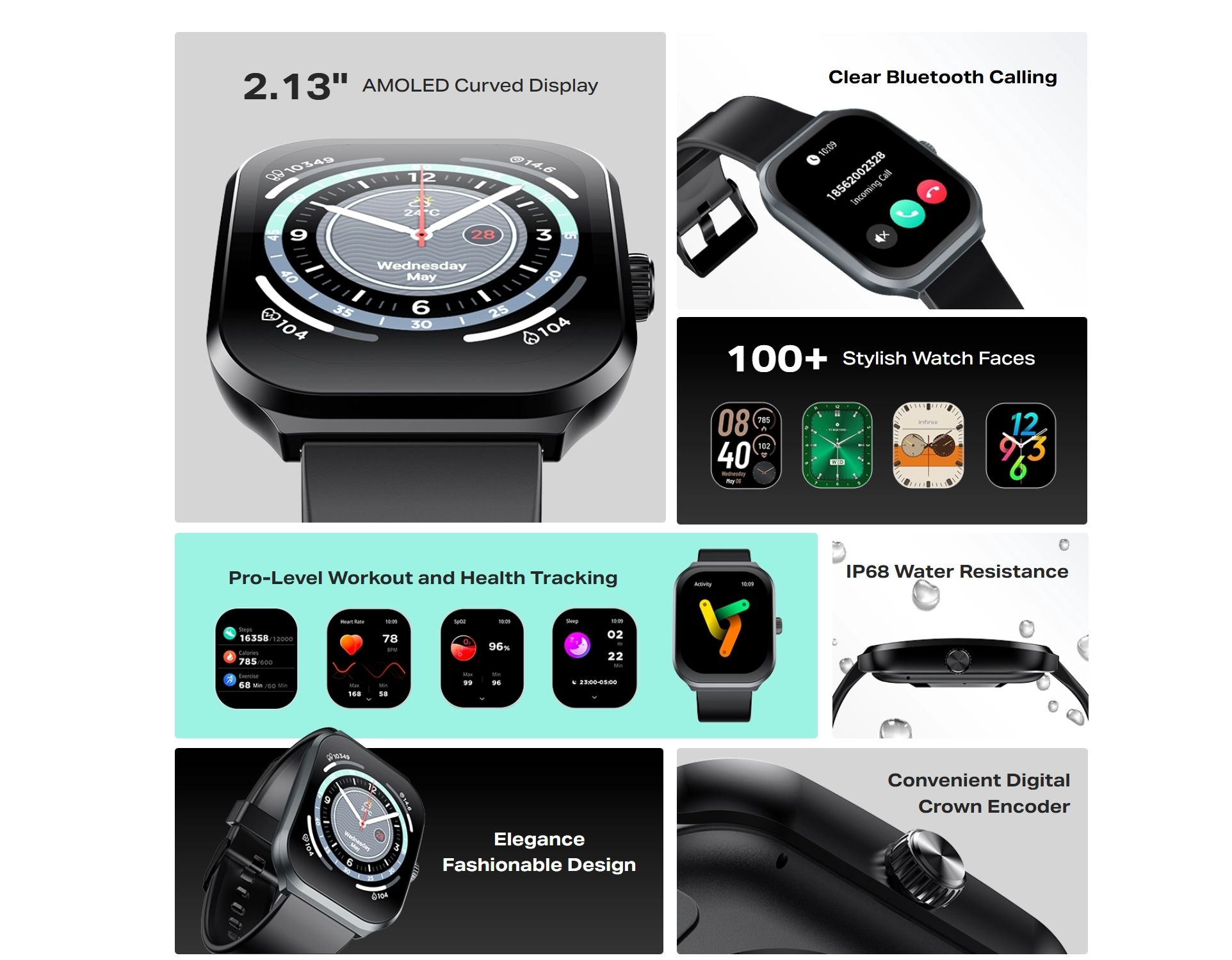 [New Arrival] Infinix Xwatch 3 Plus 2.13" AMOLED Screen Premium Metal Body Clear Bluetooth Call Health Monitoring 200+ Stylish Watch faces IP68 Bluetooth Smartwatch My Health APP Watch