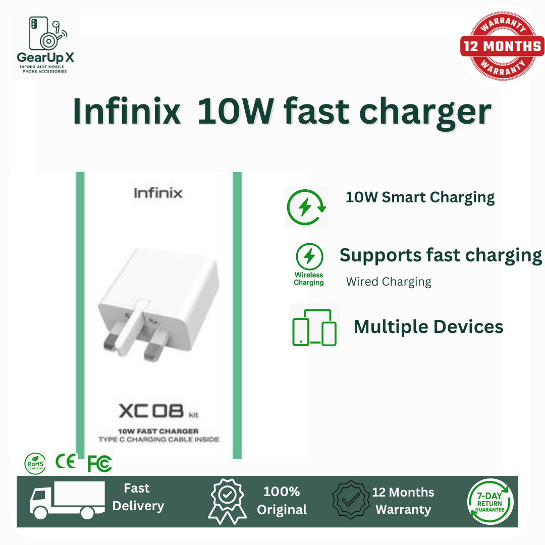 [New Arrival] Infinix 10W Charger Port USB A Super-Fast And Safe Smart Distribution Intelligent Temperature Regulation Charging Adapter Brick Wall Charger