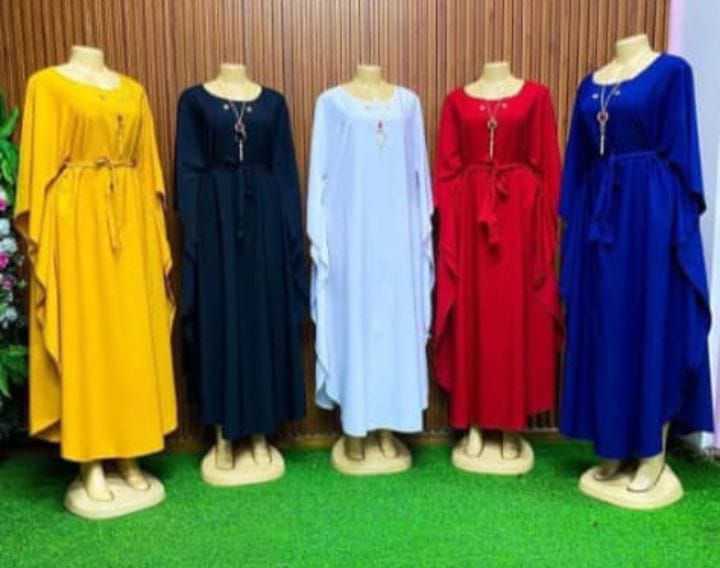 Elegant Free-Size Butterfly Kaftan Dress with Waist Tie