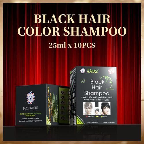 Dexe Black Hair Shampoo (Natural Black) One Box = 25Mlx10 Pack