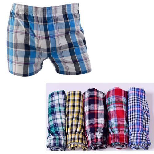 6 Pcs Premium Men’s Checked Cotton Boxers – Soft, Breathable, Mid-Waist Comfort Underwear