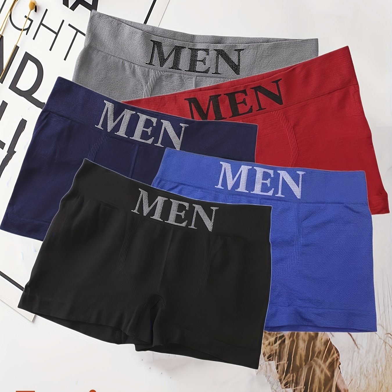 6pcs Men’s Classic Cotton Boxer Shorts – Breathable Underwear Set (Assorted Colors)