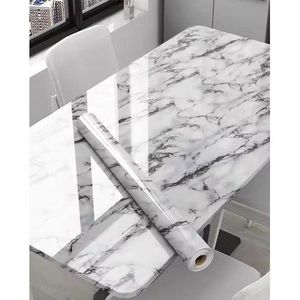 Marble Contact Paper / Wallpaper – White & Black Self-Adhesive Vinyl Roll (2m × 60cm) for Furniture, Kitchen & Walls