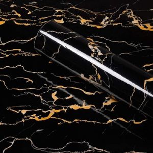 Marble Contact Paper / Wallpaper – White & Black Self-Adhesive Vinyl Roll (2m × 60cm) for Furniture, Kitchen & Walls